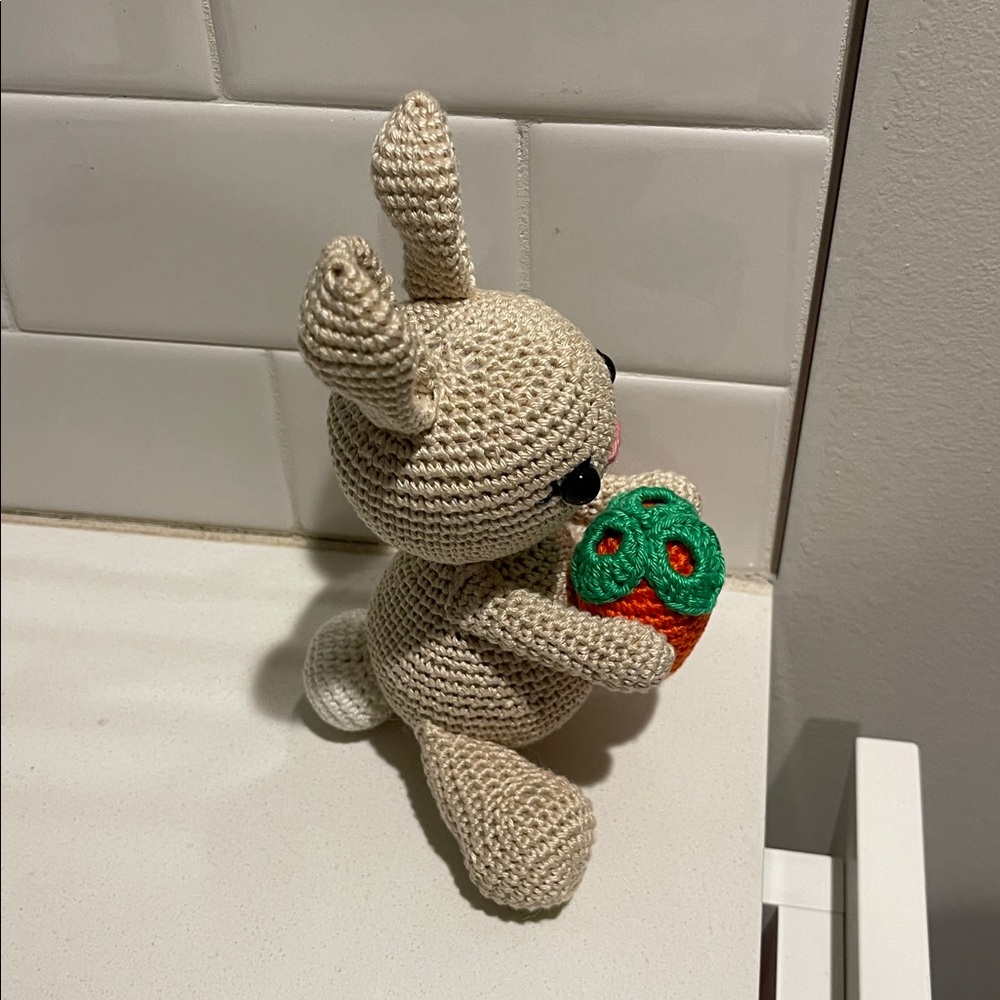 Handcrafted Spring Easter Bunny Rabbit Holiday Decor Amigurui Crochet Carrot - Picture 8 of 10